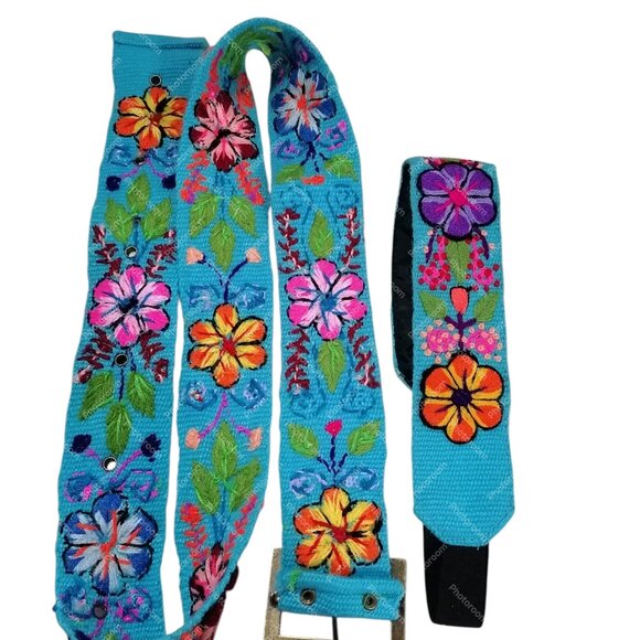 Multicolor Wool Fabric Headband Belt Set Ayacucho main image 4